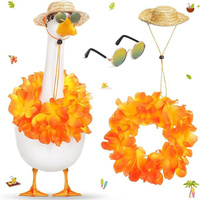 Tenues Hawaïennes Luau pour Oies de Porche, Vêtements de Statue de Jardin d'Été, Guirlande Lei, Costume pour Fête en Plein Air, Décoration de Jardin