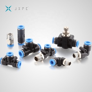 ข้อต่อท่อลมแบบกดติดเร็วพลาสติกสีดำ - Product Image 1