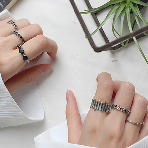 Vintage Gothic <strong>Ring</strong> With Zircon Womens 925 Sterling Silver Fashion Adjustable <strong>Stack</strong> <strong>Rings</strong> Custom Fine Gemstone Jewelry Wholesale - Product Image 3