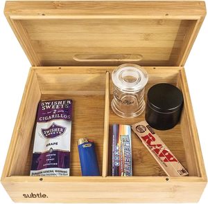 Scatola portaoggetti Subtle Rolling Tray - Grande scatola in bambù con ampio spazio per organizzare gli accessori per le erbe - Con convertibile incluso - Product Image 1