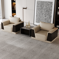 Housse moderne en cuir PU 3 + 1 + 1 ensemble de canapés modulables de bureau avec table basse et loisirs pour la réception de la banque et les salons d'appartement