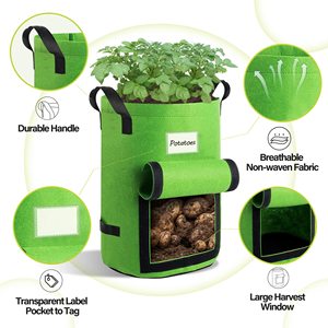 1-400 Gallon <b>Potato</b> Plant <b>Grow</b> <b>Bag</b> Vegetable Fruit Planter <b>Bag</b> Breathable Nonwoven Fabric <b>Grow</b> <b>Bags</b> With Flap and Handles - Product Image 4