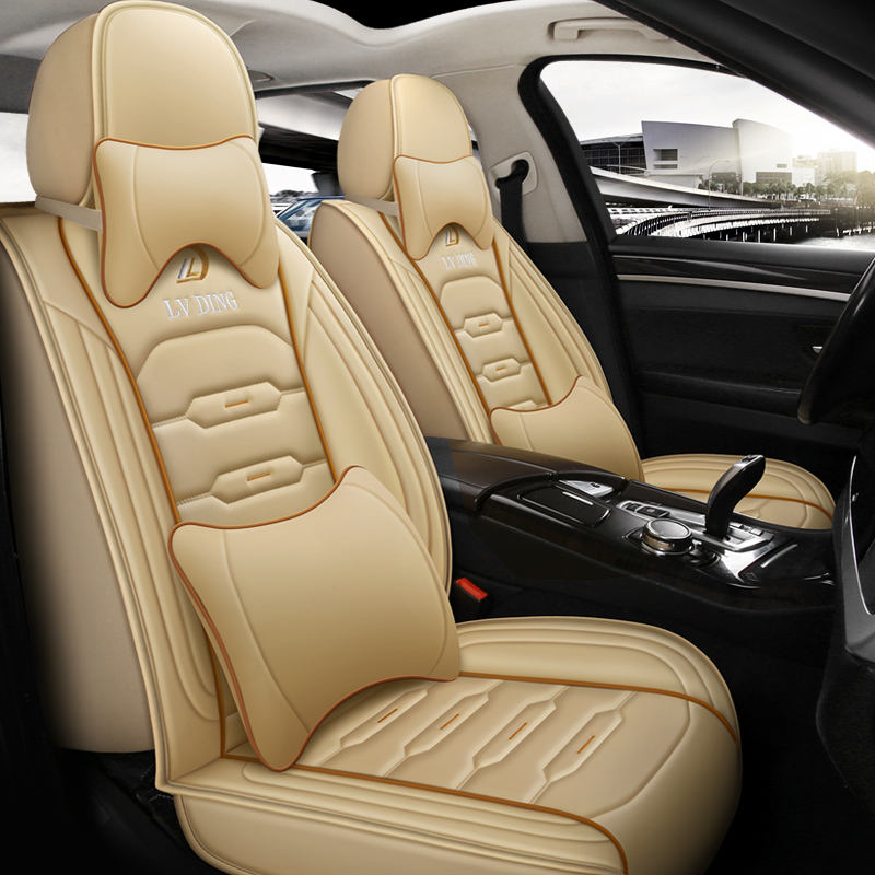 Luxury Car Seat Cover Design Beige Full Set Protection