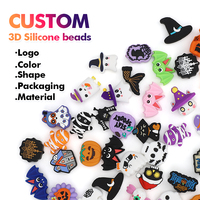 MOQ 3000 pièces Perles en silicone écologiques, motifs Citrouille d'Halloween, Animaux, Marguerites, Fleurs, Perles focales en vrac pour bracelets, Breloques 3D, Porte-clés personnalisés