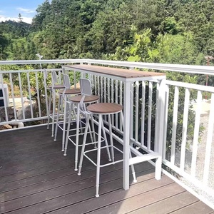 Gỗ Hiện Đại Chân Cao Ngoài Trời Cao Bàn Thanh Và 4 Ghế Trang Trí Nội Thất Patio Ngoài Trời Dài Bảng Cho Nhà Bếp Ăn Sáng Thanh - Product Image 5