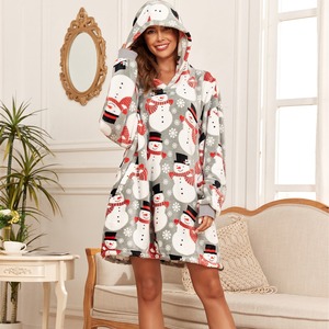 Navidad muñeco de nieve Onesie franela Loungewear con capucha manta usable pijama de gran tamaño abrigo ropa de casa traje - Product Image 1