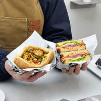Papier d'emballage alimentaire jetable écologique en aluminium, isolant alvéolé, imprimé sur mesure, résistant à la graisse, pour pain à burger