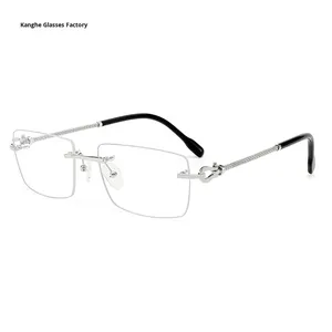 Novo Óculos de Titânio Puro Ultra-leve com Design Fashionable, Armação Quadrada Sem Aro com Bloqueio de Luz Azul, Design Unissex - Product Image 2