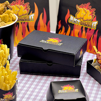 Emballages personnalisés écologiques jetables et recyclables en carton imprimé avec logo pour la restauration rapide, boîtes à emporter pour poulet frit et hamburgers