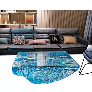 Mesa de Resina de Cristal con Diseño de Piedra Natural para Decoración del Hogar, Luminosa, de Lujo, Personalizable, Mueble de Interior - Product Image 1