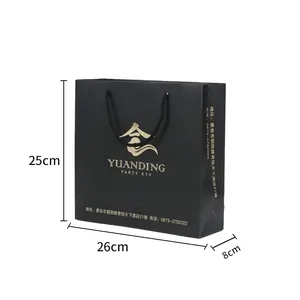 Custom Logo Printed Black Clothes And Shoes Paper Bags Black Paper Matte Lamination Shopping Paper Bags