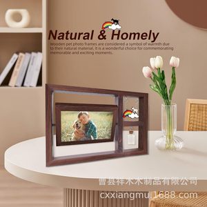 Wooden Pet <b>Photo</b> <b>Frame</b> <b>Double</b>-Sided Rotatable Desktop Handmade For Cat Dog Memorial - Product Image 5