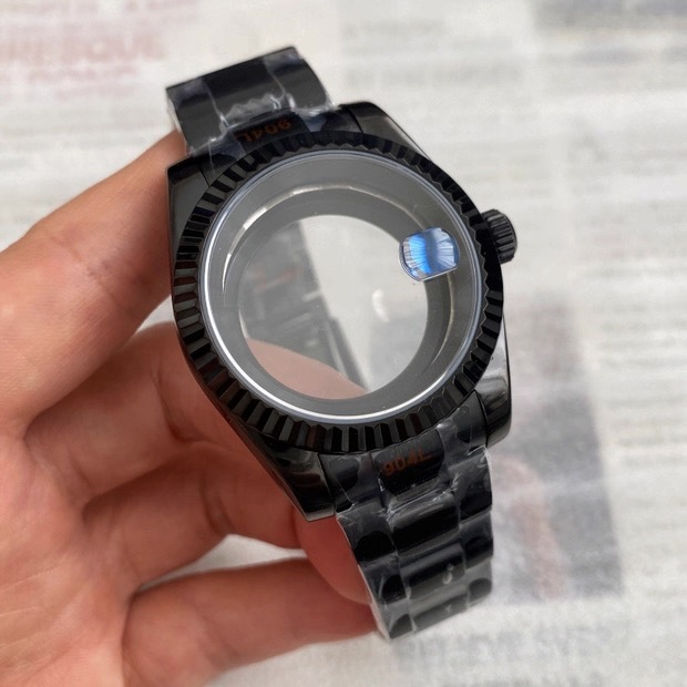 NH35/36 Movement Mod Kit for Seik Customize Watch Parts 36mm Black Bracelets Stainless Steel case With Zoomer 39mm Nh35 Mod