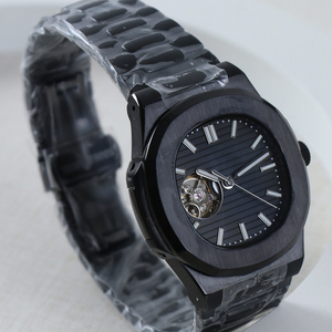 Reloj con Logotipo Personalizado, Movimiento Automático NH38, Relojes Mecánicos de Lujo NH38, Esfera Negra Estéril con Diseño Hueco, Reloj de Pulsera Resistente al Agua - Product Image 3