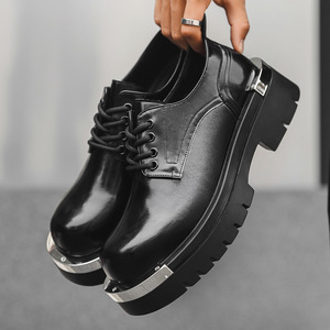 Chaussures habillées de luxe pour hommes, confortables, style Oxford, plateforme, résistantes, en PU, rehaussantes, à lacets, formelles, fermées - Product Image 4