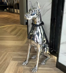 装飾のためのカスタムステンレス犬動物の彫刻 - Product Image 3