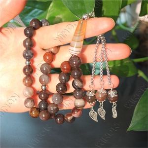 Pietra di legno naturale un grado, di alta qualità Tasbih Muslim perle di preghiera 100% vera pietra naturale <span class=keywords><strong>rosario</strong></span> Misbaha regalo gioielli islam - Product Image 3