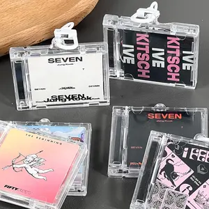 Porta-chaves acrílico Kpop Music personalizado para álbum de fotos, caixa dupla face com moldura de plástico, pingente acrílico personalizado