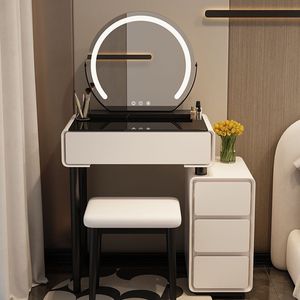 Tocador Multifuncional Blanco para Niñas, Estilo Nórdico Simple y Lujoso con Funciones de Carga, Moderno para Hotel, Apartamento, Dormitorio, Maquillaje - Product Image 4