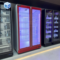 Congélateur-réfrigérateur commercial à prix d'usine, combiné, avec porte vitrée verticale, tout en verre, pour boissons