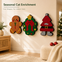 Griffoir pour chat en carton ondulé mural festif en forme de sapin de Noël pour l'entretien des griffes des chats d'intérieur et la décoration des fêtes