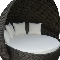 Buena Calidad Hotel Piscina de mimbre al aire libre Ronda Tumbona con dosel All Weather Rattan Daybed Sofá cama al aire libre