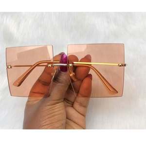 Lunettes de soleil oversize sans monture dégradées de luxe pour femme et homme, monture carrée sans cadre rouge UV400, collection 2021 - Product Image 5