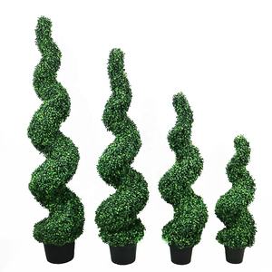 Set di <span class=keywords><strong>Piante</strong></span> a Spirale Resistenti ai Raggi UV <span class=keywords><strong>da</strong></span> 90cm con <span class=keywords><strong>Vaso</strong></span> Nero, Topiaria Durevole al Tatto Reale per Decorazioni Commerciali Esterne - Product Image 6