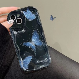 Luce blu farfalla stampa bordo onda <span class=keywords><strong>Silicone</strong></span> TPU <span class=keywords><strong>Cover</strong></span> per <span class=keywords><strong>Iphone</strong></span> 8 X Xr Xs 11 12 13 14 16 17 Pro Max - Product Image 4