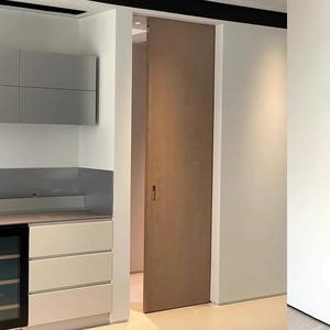 Handgemaakte massief houten waterdichte schuifdeur, modern minimalistisch, spoorloos, voor slaapkamer, op maat gemaakte onzichtbare schuifdeur - Product Image 2