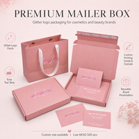 Ensemble d'emballage de beauté personnalisé avec logo en gros, boîte à paillettes, sac poly, papier de soie, autocollant, carte, ensemble d'abonnement pour petites entreprises