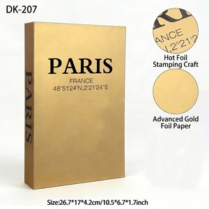 Livre décoratif en faux papier doré mat, double usage : rangement et présentation, ornement artistique pour anniversaire, mariage, maison - Product Image 4