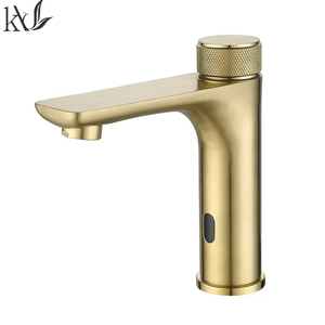 Grifo Moderno para Lavabo Yake, Grifo <span class=keywords><strong>de</strong></span> Baño con <span class=keywords><strong>Sensor</strong></span> Infrarrojo Automático Inteligente, Grifos Mezcladores <span class=keywords><strong>de</strong></span> Oro Cepillado - Product Image 1
