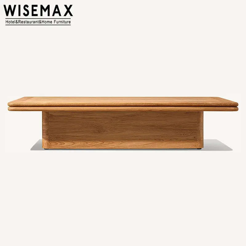 WISEMAX FURNITUREアメリカンレトロ屋外プールサイドチークウッドティーテーブルガーデン用のすべての風化したチーク長方形コーヒーテーブル