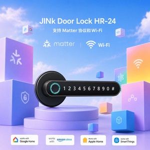 Serrure de porte intelligente en alliage d'aluminium JINKLock HR-24, déverrouillage par empreinte digitale, mot de passe, carte, <span class=keywords><strong>clé</strong></span> mécanique, contrôle par application, iOS, <span class=keywords><strong>USB</strong></span>, utilisation à l'hôtel, à domicile - Product Image 4