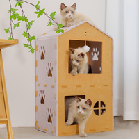 Arbre à chat en feutre, maisonnette pour chat, 90 cm, trois niveaux avec jouets pompons, mobilier d'intérieur pour chat et chaton