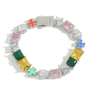 Pulsera de circonita de colores estilo Hip Hop, accesorios de moda para hombre, estilo Dopamina, celebridad de Internet, collar de moda Tanjing Lijing - Product Image 1