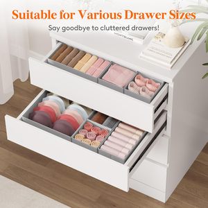 16 Pack 3 Sizes Fabric Foldable Drawer <strong>Organizers</strong> <strong>Closet</strong> Underwear Wardrobe Dividers for Clothes Socks for Bathroom Organization - Product Image 3