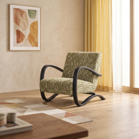 Fauteuil de salon moderne, chaise individuelle de détente, structure en bois massif, revêtement en lin et coton, éponge haute densité, fauteuil lounge