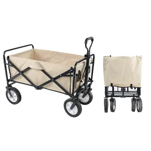 Zwart Rood Verstelbare Heavy Duty Inklapbare Folding Utility Auto Wagon Outdoor Camping Winkelwagen Strand Picknick Opvouwbare Camping Wagon