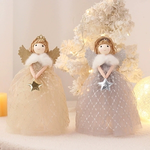 Décoration de Noël Ins Style mignon ange petite fille poupée ornement pour arbre de Noël Topper et décor à la maison de vacances - Product Image 1