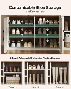 SENYU Farmhouse Coat <b>Rack</b> with 6 Hooks 4 Shelves <b>Storage</b> Cabinet for Entryway Living Room Furniture Solid <b>Wood</b> Freestanding - Product Image 4