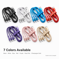 Câble de charge multi-prise USB vers iPhone Micro USB Type C en nylon tressé 3 en 1 2.4A à charge rapide 1m 2m 3m pour téléphone Android