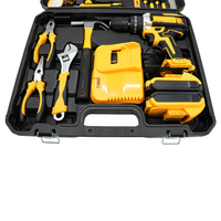 Perceuse sans fil 21V robuste avec coffret d'outils de 118 pièces, style DW, ensemble d'outils pratique pour les travaux en extérieur, la construction et la rénovation