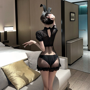 Lingerie Sexy da Coniglietta, <span class=keywords><strong>Costume</strong></span> per Cosplay, Gonna in Pizzo Peekaboo, Mutandine, Reggiseno con Coppe Aperte, Abbigliamento Intimo Femminile - Product Image 2