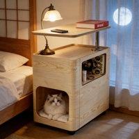 Table d'appoint moderne en bois pour chat avec bureau rotatif à 360° pour ordinateur portable, meuble de lit mobile pour animaux de compagnie d'intérieur pour salon