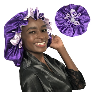Có thể đảo ngược hai lớp Satin nắp ca-pô cho cô gái và phụ nữ, kích thước lớn, đôi màu sắc đêm ngủ hat cho mái tóc xoăn, mềm mại và C - Product Image 1