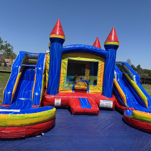 Château gonflable commercial enfants maison <span class=keywords><strong>de</strong></span> rebond Double toboggan Combo château sautant trampolines avec ventilateur pour location <span class=keywords><strong>de</strong></span> <span class=keywords><strong>fête</strong></span> - Product Image 3