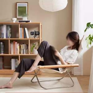 Sillón plegable portátil moderno con reposapiés Material Oxford interior para balcón, sala de estar, dormitorio o descanso para el almuerzo - Product Image 2