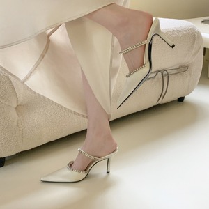 Luxury Custom Grace Pointed Head Women's High Heel Sandals Summer Fashion Stiletto Party <b>Pumps</b> With Fur Upper Rhinestone Heels - Product Image 2